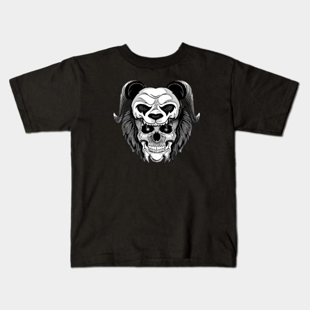 Gothic Panda Skull Kids T-Shirt by Trendy Black Sheep